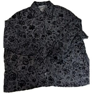 Vintage Velvet Burnout Floral Sheer Blouse Black Plus Size 2X 3X Boho Goth
